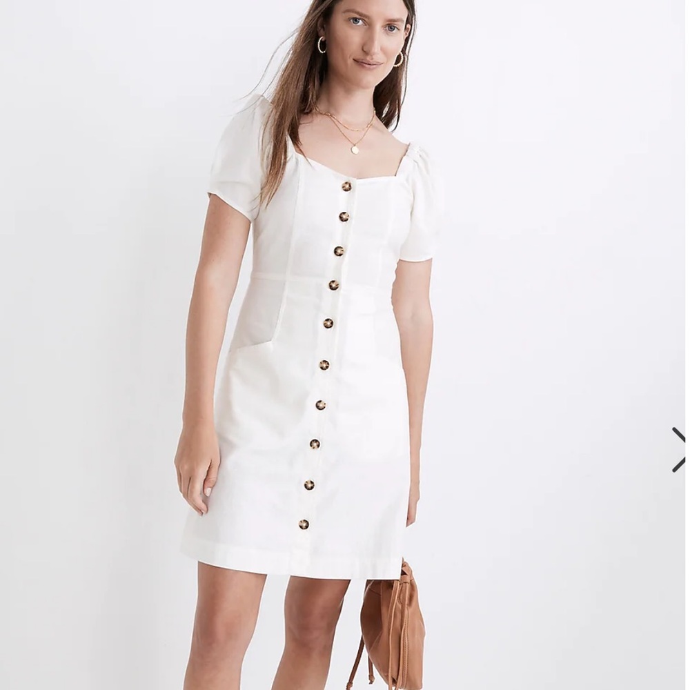 NWOT Madewell | Linen-Cotton Puff-Sleeve Mini Dress